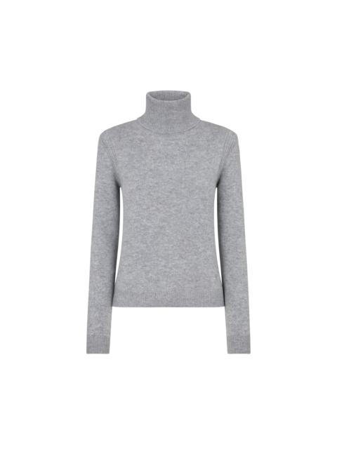 SOFT CASHMERE KNIT TURTLENECK TOP WITH SHOULDER PADS