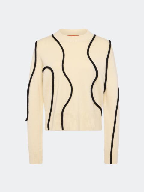 SIMONMILLER Cher Wool Squiggle Sweater In Bone/Black
