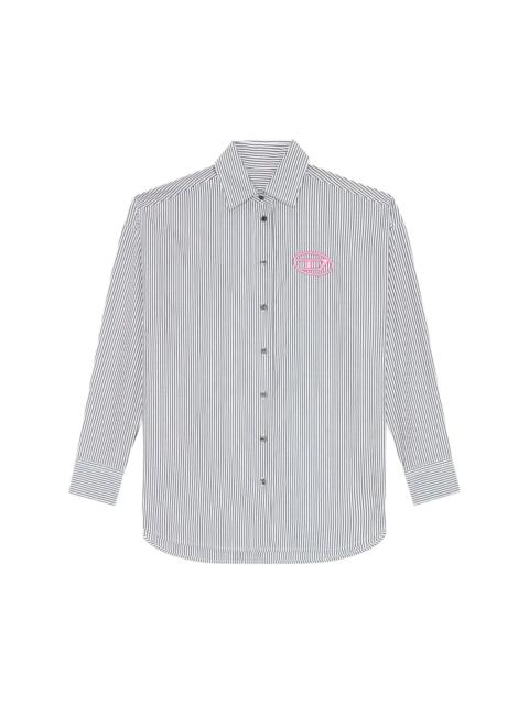 logo-embroidered striped cotton shirt