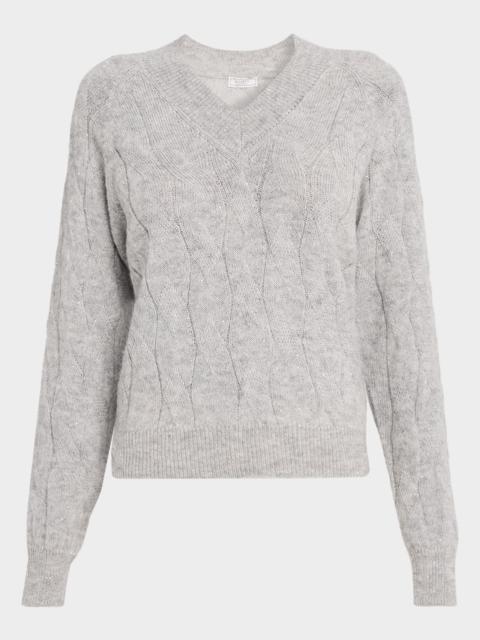 PESERICO Alpaca-Blend Sequined V-Neck Sweater