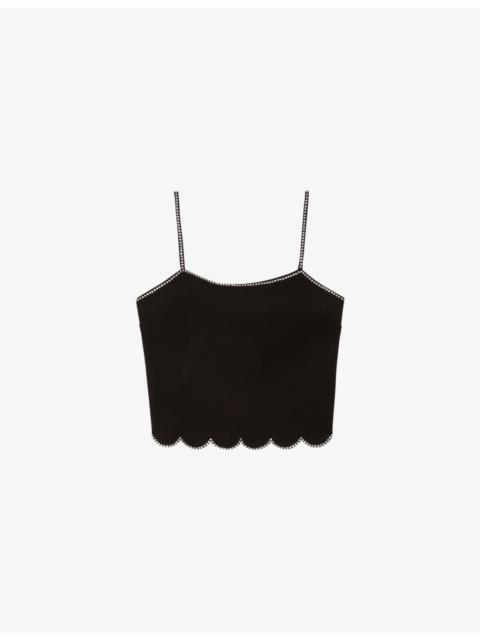 The Kooples Embellished Scalloped-Hem Woven Cami Top