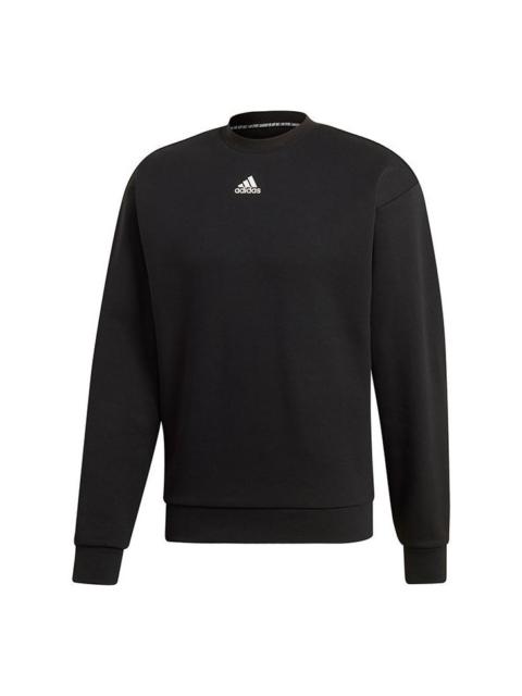 adidas adidas M Mh 3s Crew Casual Sports Solid Color Round Neck Black DX7654
