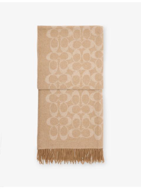 COACH Monogram Logo-Intarsia Wool Scarf