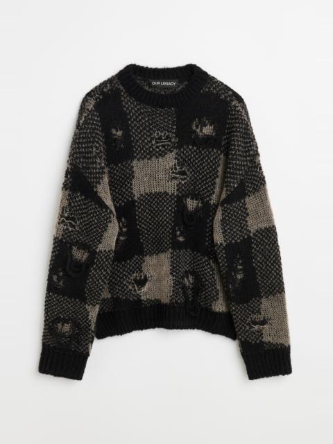 Our Legacy Sonar Roundneck Black Destructive Gingham