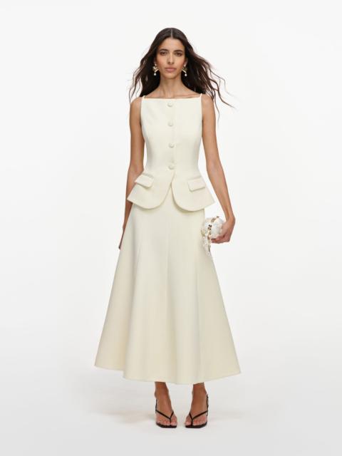 self-portrait Yellow Crepe Peplum Midi Dress