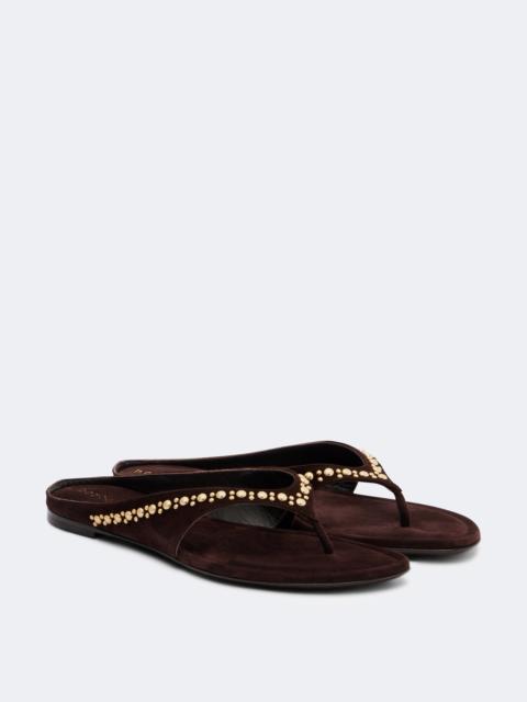 herbert levine Sun-kissed embellished suede thong sandals