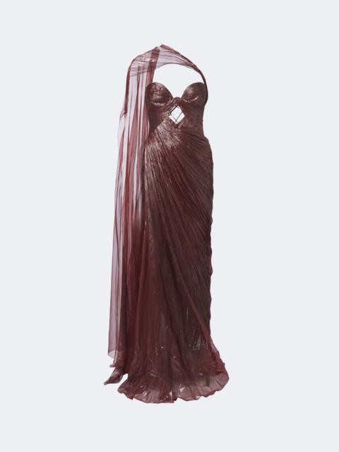 MARIA LUCIA HOHAN Zephyra scarf-detail silk bustier gown