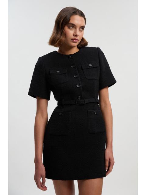 KAREN MILLEN Textured Tweed Belted Tailored Mini Dress