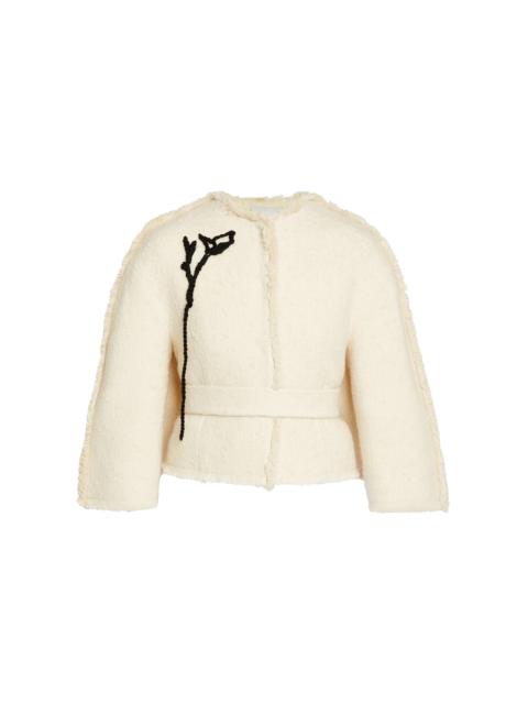 Erdem Appliquéd Cotton-Blend Cocoon Jacket ivory