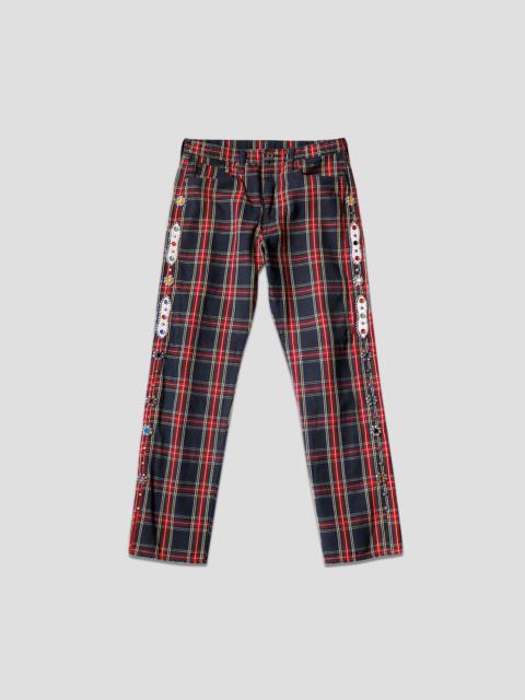 11oz TARTAN CHECK 5P MONKEY CISCO JEANS (STUDS REMAKE) - RED