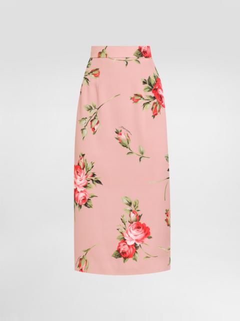 Dolce & Gabbana Rose bouquet-print straight skirt