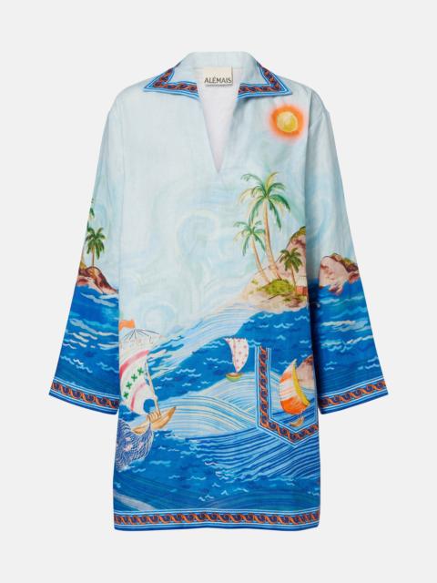 ALÉMAIS Island printed linen minidress