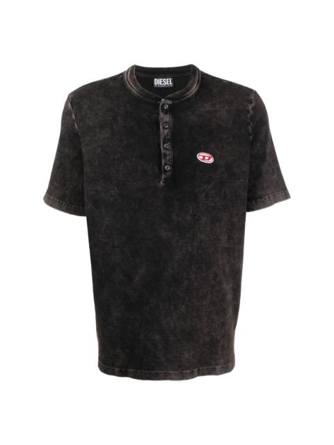 acid-washed shortsleeved henley shirt