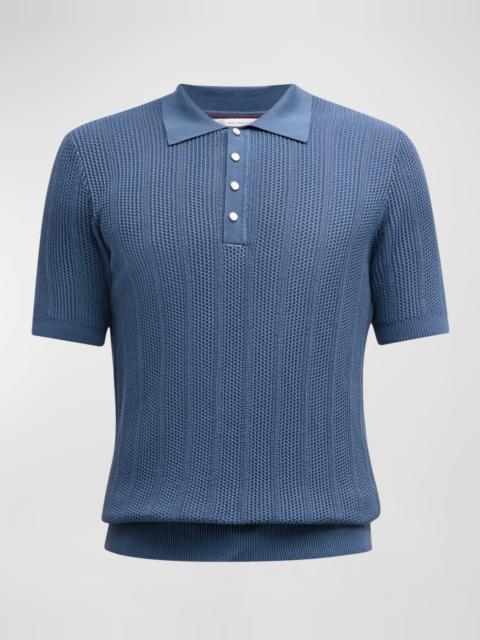 Men's Open-Gauge Cotton Polo Shirt
