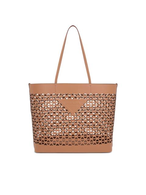 Prada logo-perforated tote bag