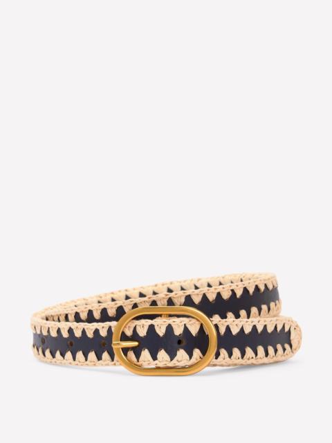 BODEN Whipstitch Classic Belt-Navy/Ivory