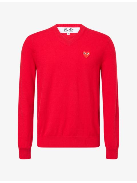 Comme des Garçons PLAY Heart Motif-Logo V-Neck Wool Jumper