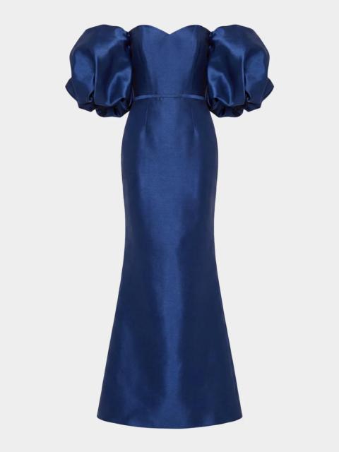 MAC DUGGAL Off-Shoulder Satin Mermaid Gown