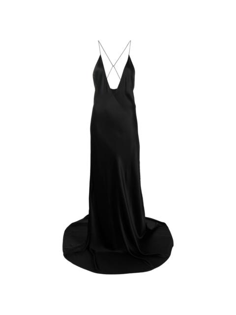 V-neck silk gown
