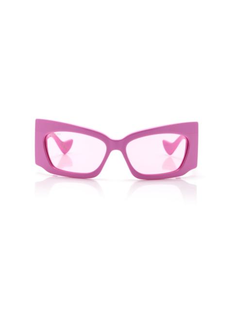 GUCCI Geometric-Frame Acetate Sunglasses pink