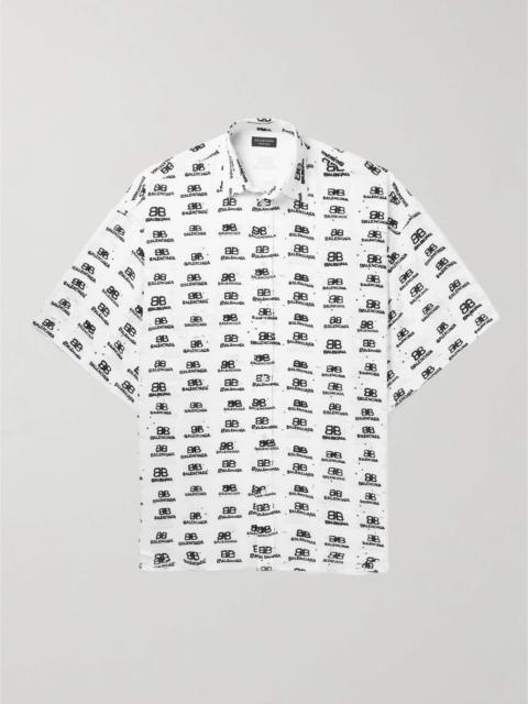 Oversized Logo-Print Crepe Shirt