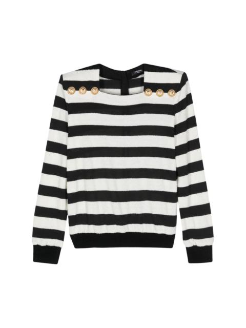 embossed-button striped jumper