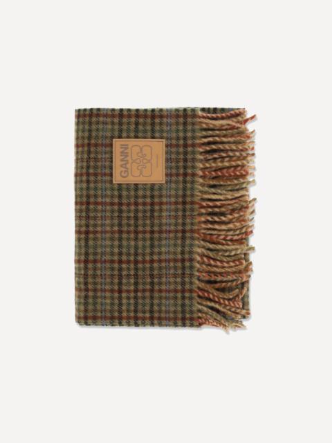 GANNI Small check wool Scarf