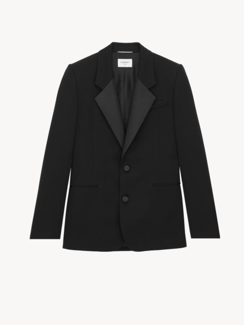 SAINT LAURENT TUXEDO JACKET IN GRAIN DE POUDRE