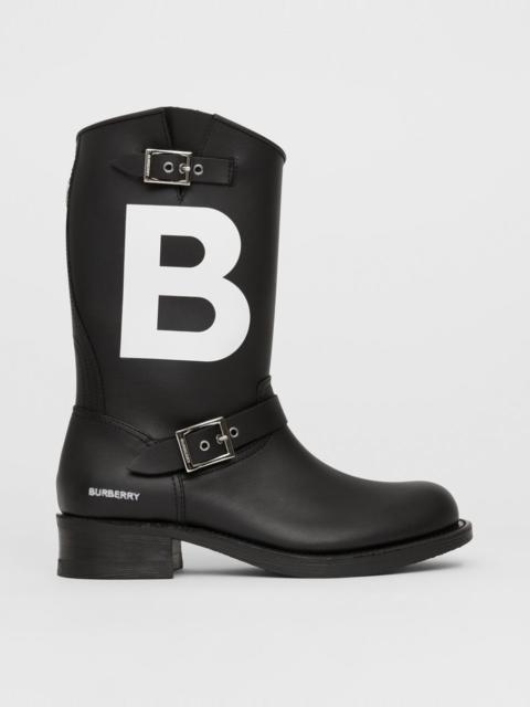 Burberry TB Motif Leather Biker Boots