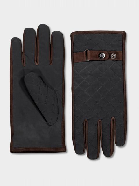 Paul & Shark Suede-trimmed quilted wool Gloves