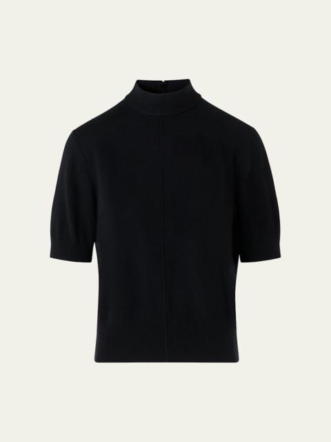 AKRIS Mock-Neck Short-Sleeve Cashmere Sweater