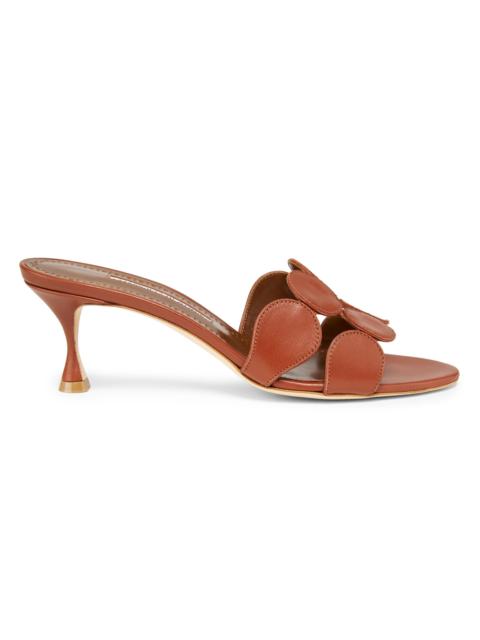 Manolo Blahnik Women's Haribalmu 50MM Leather Sandals - Medium Brown