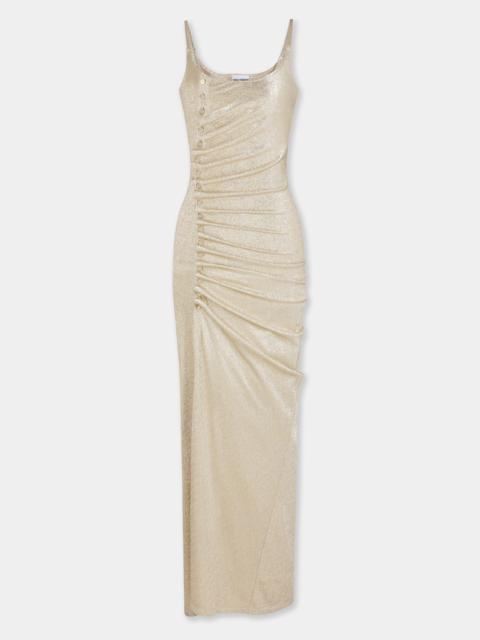 rabanne GOLD LONG DRESS IN LUREX