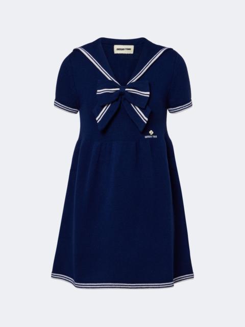 SHUSHU/TONG Bow-detail knitted wool minidress