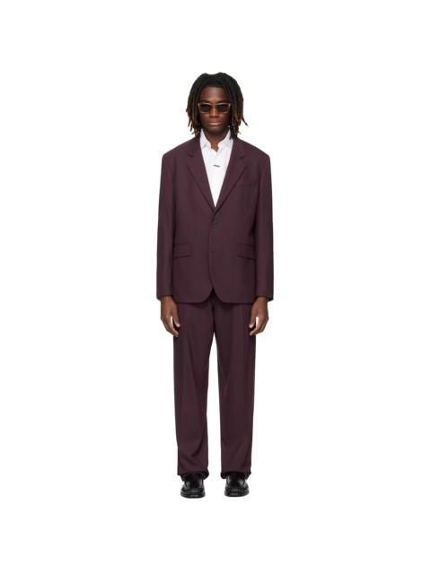 HUGO Burgundy Two-Piece Modern-Fit Stretch Twill Suit