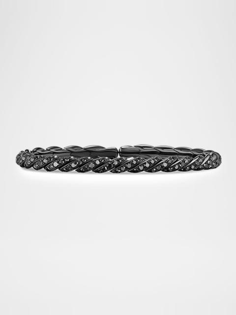 DAVID YURMAN Sculpted Cable Flex Bracelet with Black Diamonds in 18K Gold, 5mm