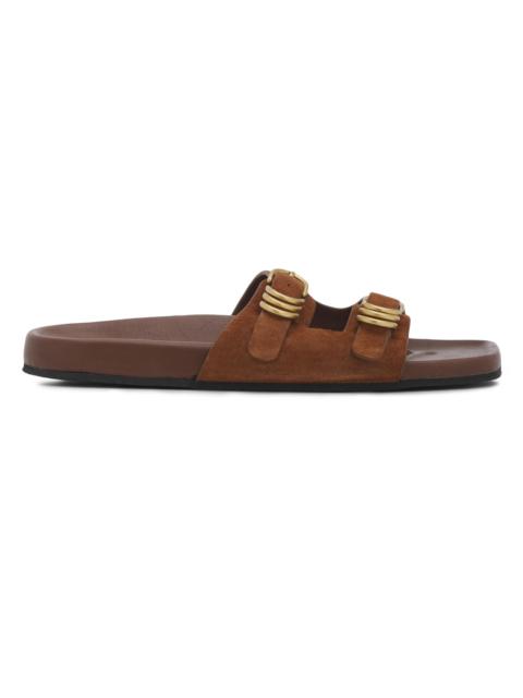 rag & bone Women's Rue Buckle Suede Slides - Umber Suede