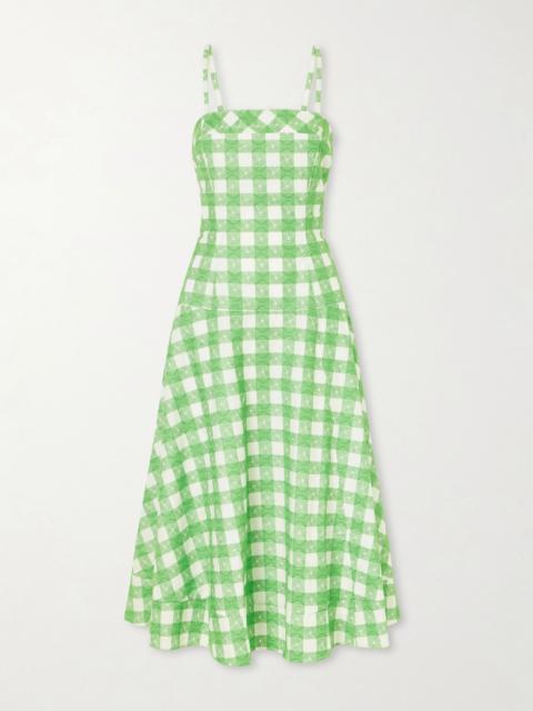 ROSIE ASSOULIN Drope Me a Note checked cotton midi dress Green