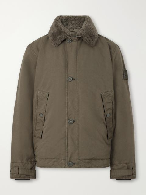 Stone Island STONE ISLAND GHOST Shearling-Trimmed Padded Garment-Dyed David-tc Shell Jacket
