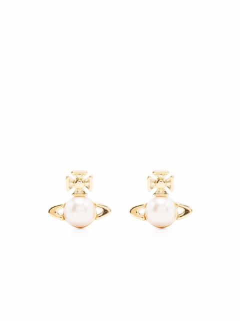 logo faux-pearl earrings