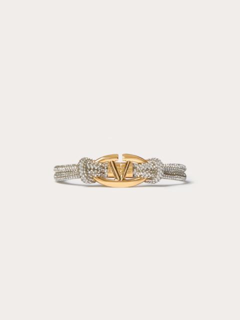 Valentino THE BOLD EDITION VLOGO ROPE, RHINESTONE AND METAL BRACELET