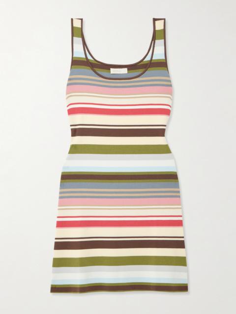 FAITHFULL Enya Striped Cotton-blend Mini Dress