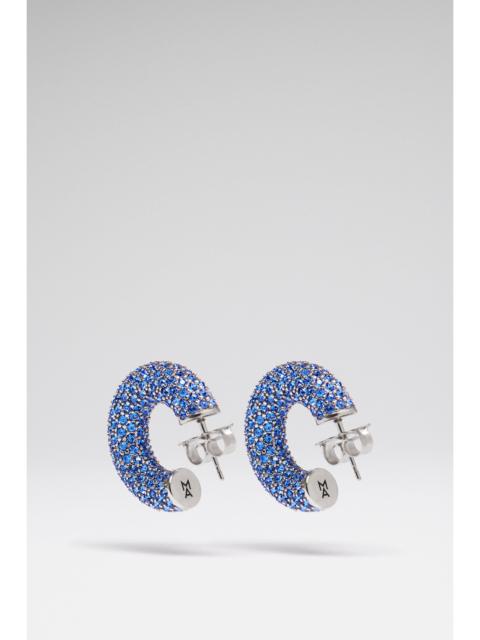 Amina Muaddi CAMERON HOOP MINI SAPPHIRE CRYSTALS WITH SILVER BASE