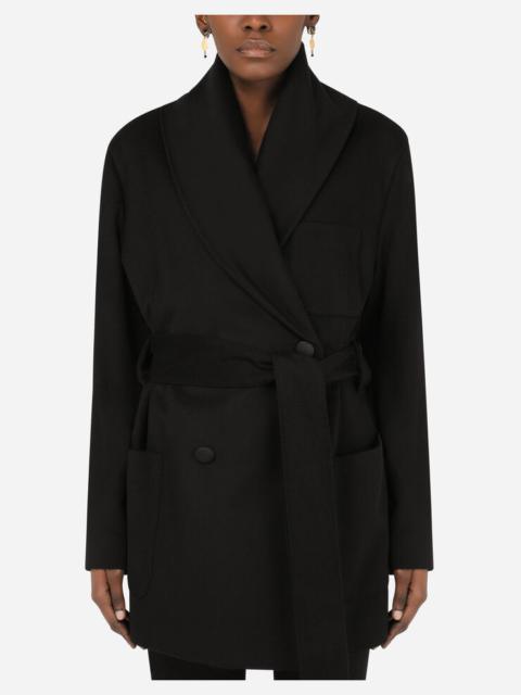 Dolce & Gabbana Short belted cashmere robe coat
