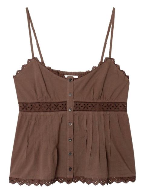 XÍRENA lace-trimmed sleeveless shirt