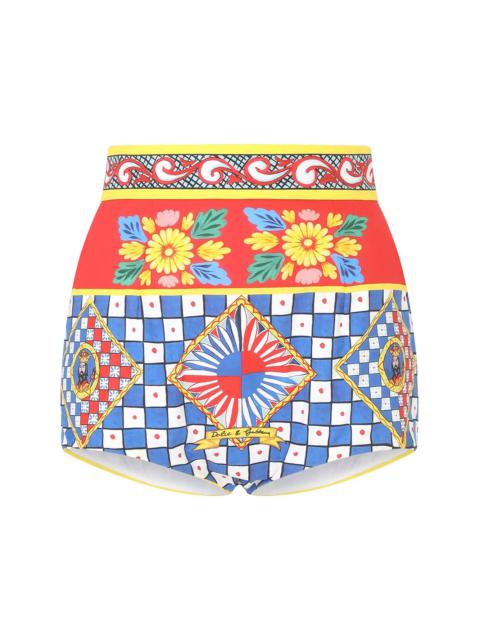 Carretto-print poplin shorts