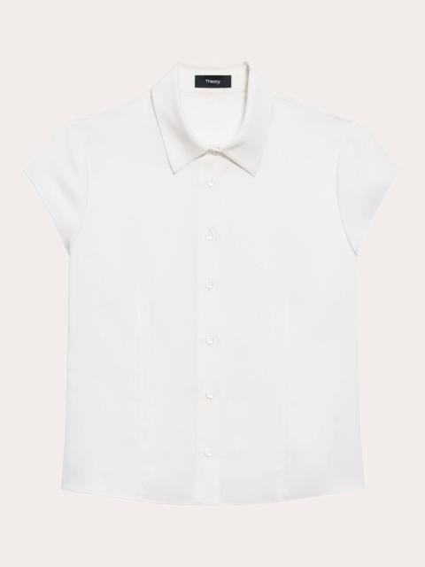 Theory Silk Cap-Sleeve Button-Up