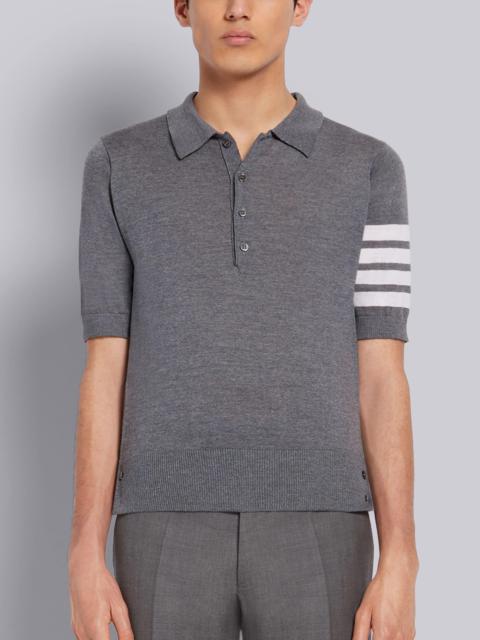 Thom Browne Medium Grey Fine Merino Wool 4-Bar Short Sleeve Polo