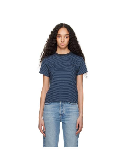 Dunst Blue & Navy Essential Stripe Logo T-shirt