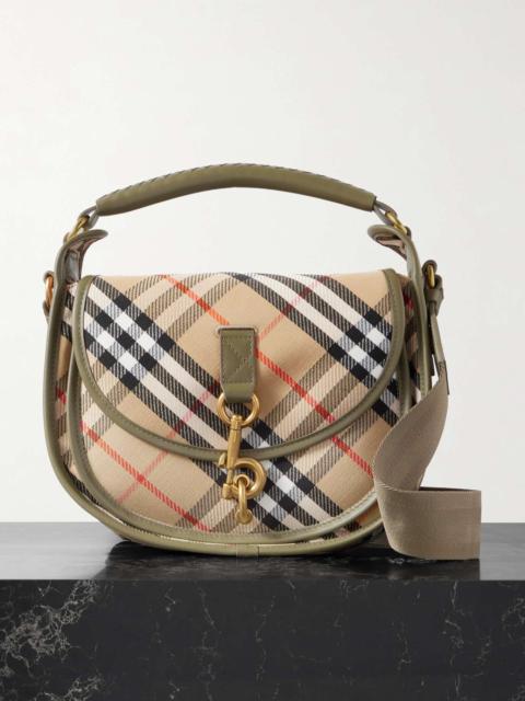 Burberry Small leather-trimmed checked canvas shoulder bag Beige